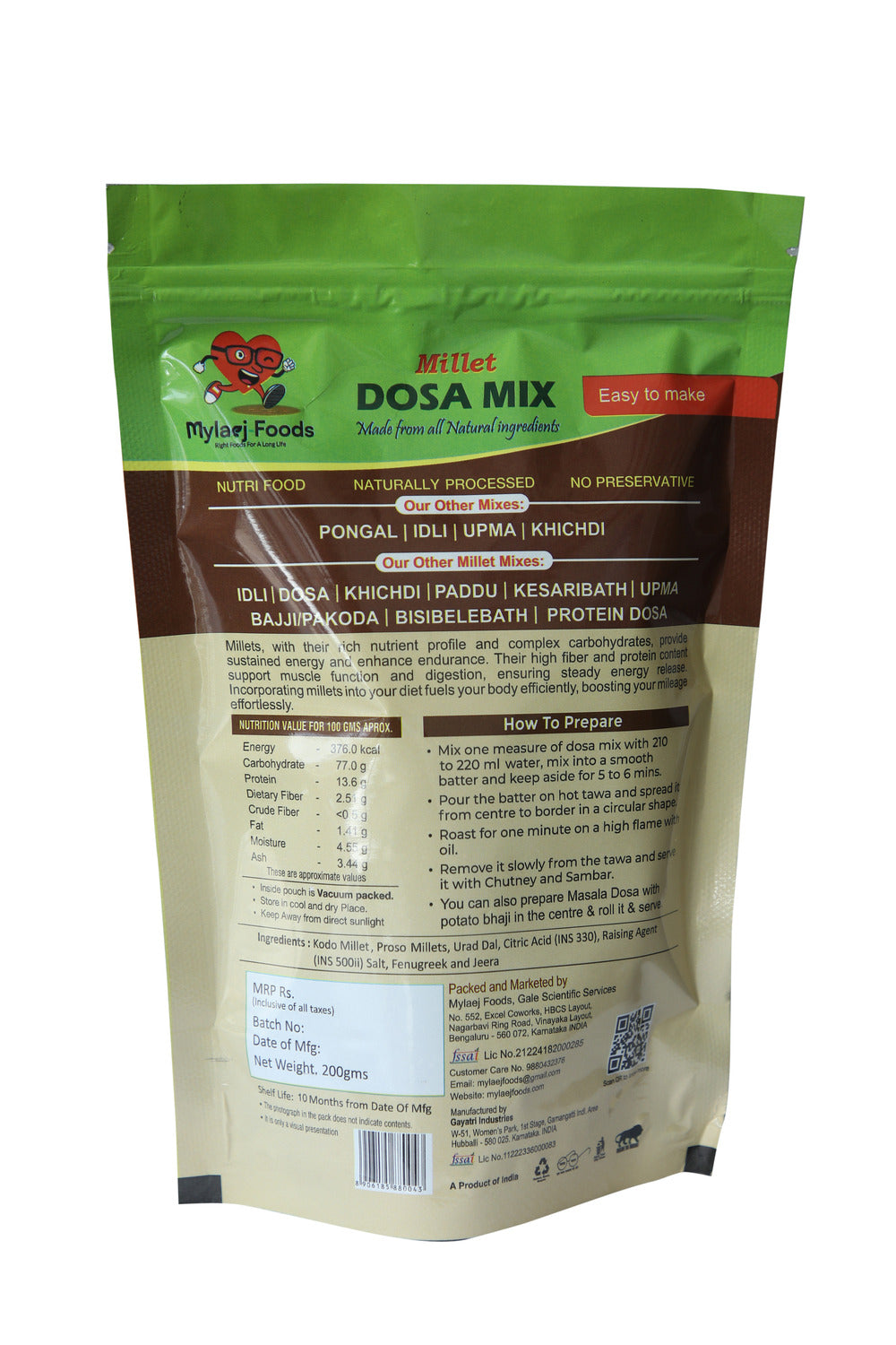 Ready to Cook Millet Dosa Mix - 200gm