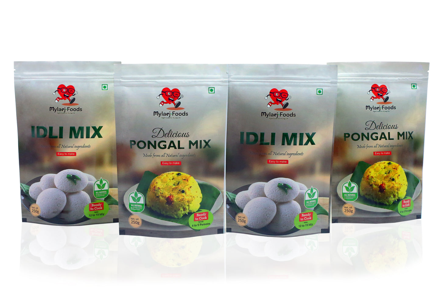 Combo Pack of 4 - (2 x Rava Idli + 2 x Pongal Mix)